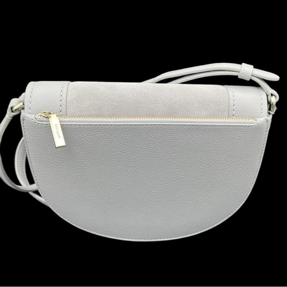 NWT Kate Spade Luna Crescent Gray Crossbody Shoulder Purse Suede & Leather - Picture 2 of 14